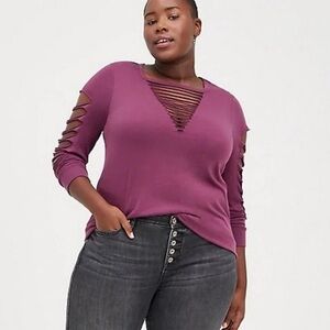 Torrid slashed long sleeve top
